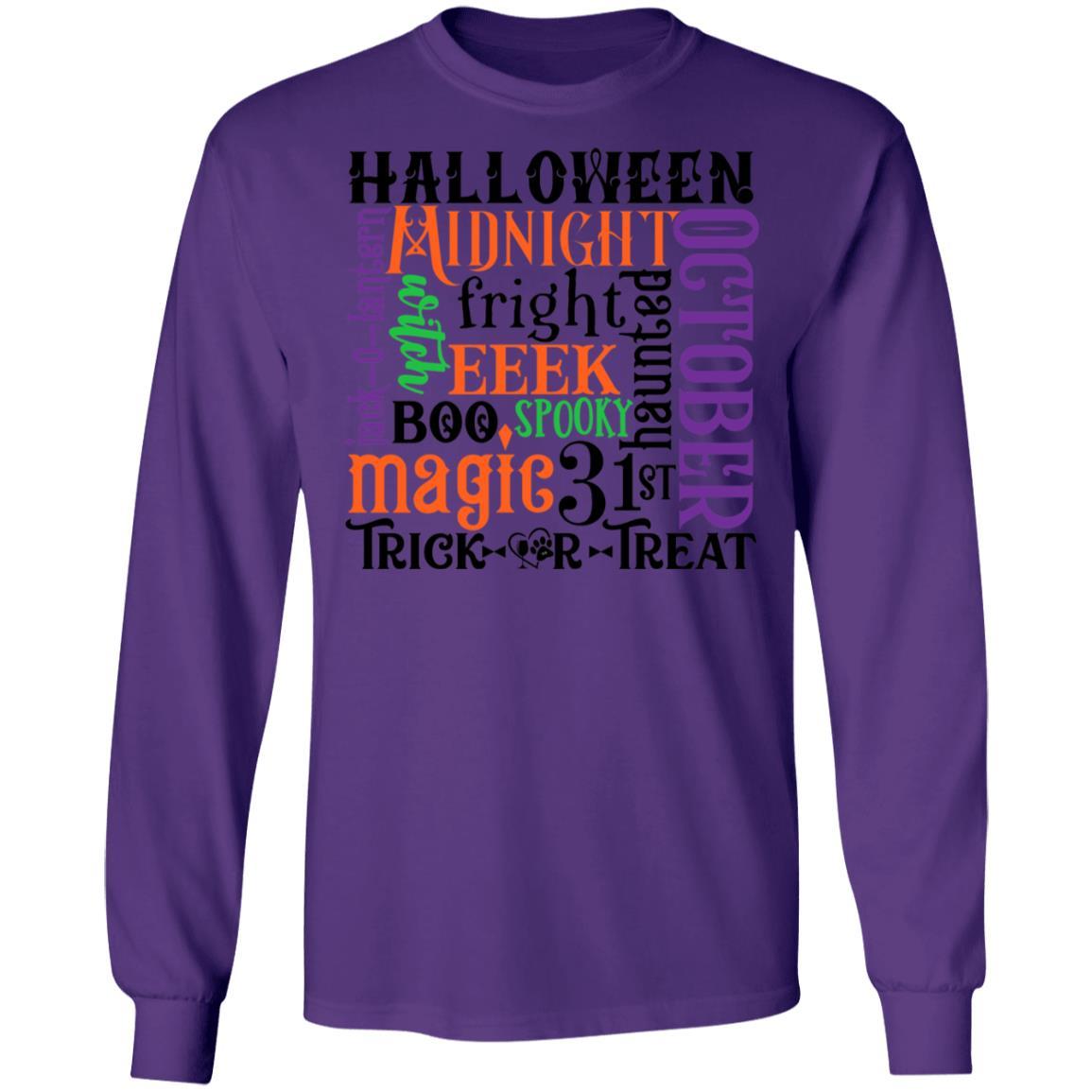 T-Shirts Purple / S Winey Bitches Co "Halloween Word Jumble" LS Ultra Cotton T-Shirt WineyBitchesCo