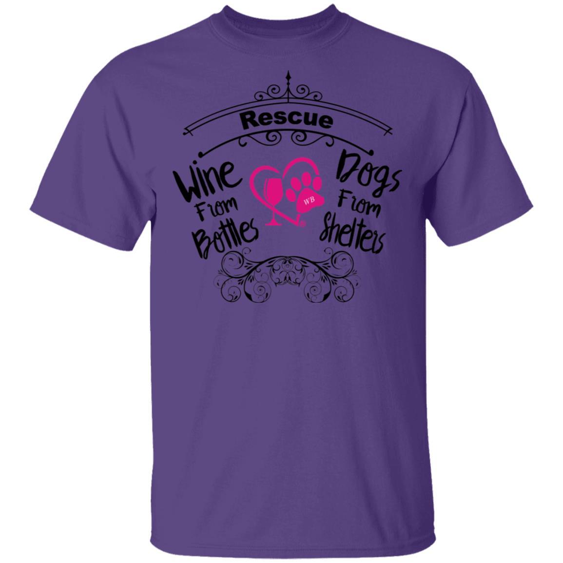 T-Shirts Purple / S Winey Bitches Co "I Rescue Wine From Bottles & Dog From Shelters" 5.3 oz. T-Shirt WineyBitchesCo