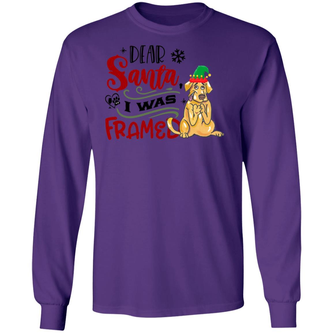 T-Shirts Purple / S WineyBitches.Co "Dear Santa I Was Framed" LS Ultra Cotton T-Shirt WineyBitchesCo