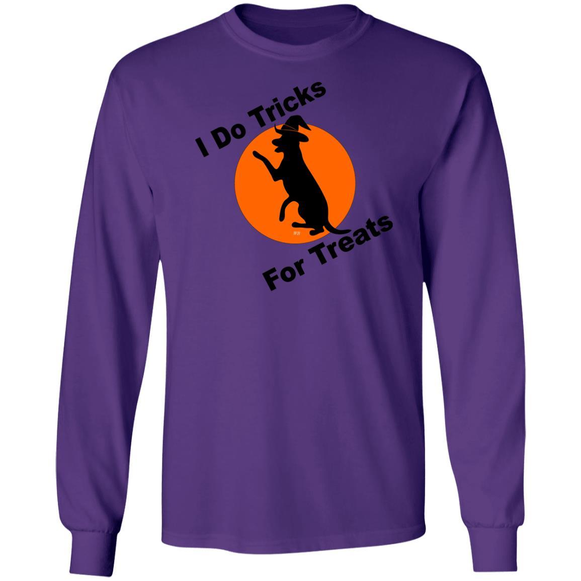 T-Shirts Purple / S WineyBitches.Co "I Do Tricks For Treats" Dog- LS Ultra Cotton T-Shirt WineyBitchesCo