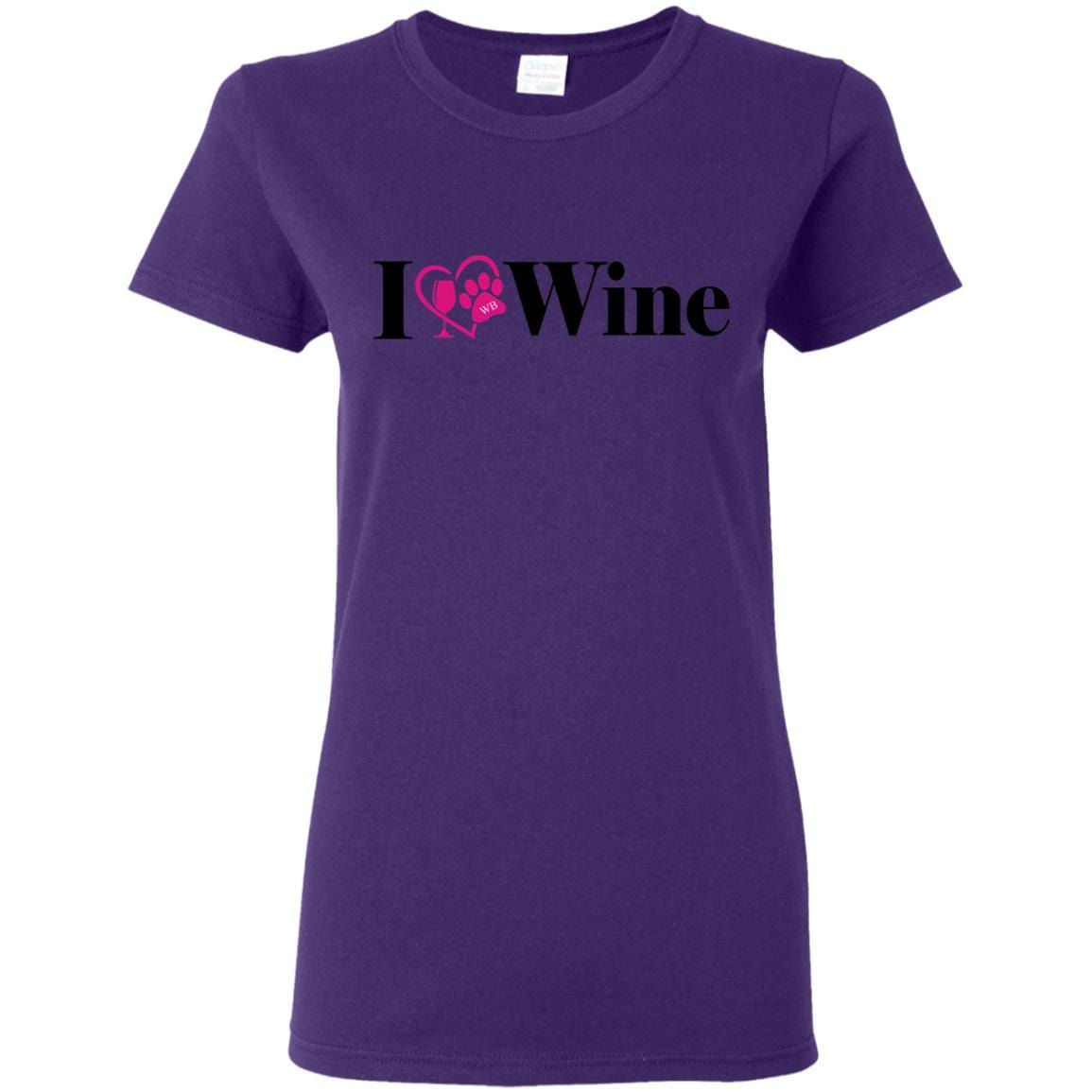 T-Shirts Purple / S WineyBitches.Co "I Love Wine" Ladies' 5.3 oz. T-Shirt WineyBitchesCo