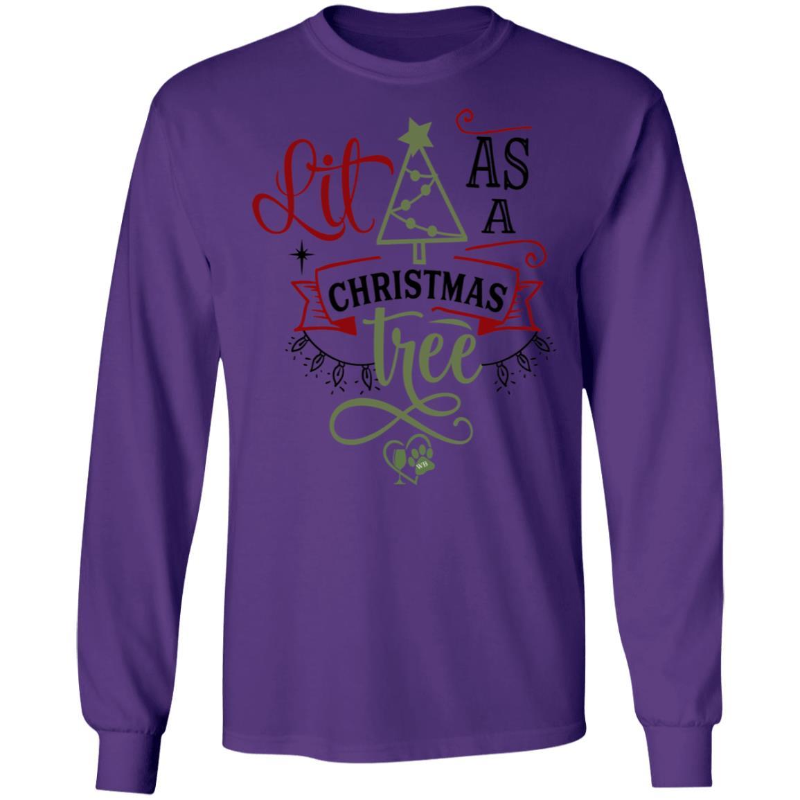 T-Shirts Purple / S WineyBitches.Co "Lit As A Christmas Tree" LS Ultra Cotton T-Shirt WineyBitchesCo