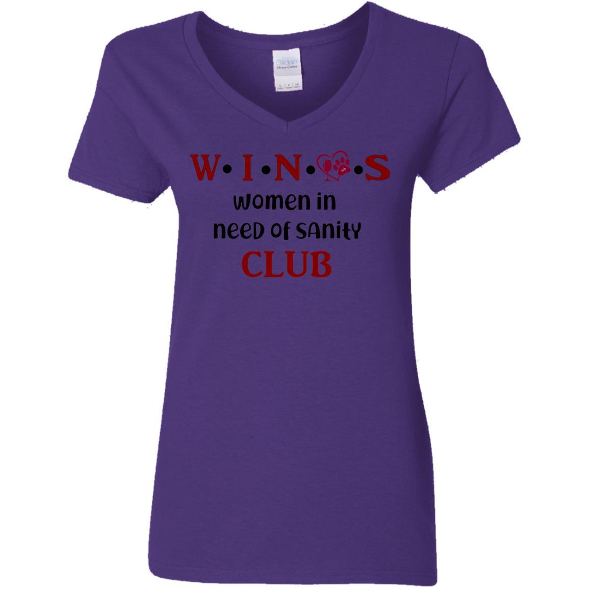 T-Shirts Purple / S WineyBitches.Co WINOS Club Ladies' 5.3 oz. V-Neck T-Shirt (Burg Lettering) WineyBitchesCo