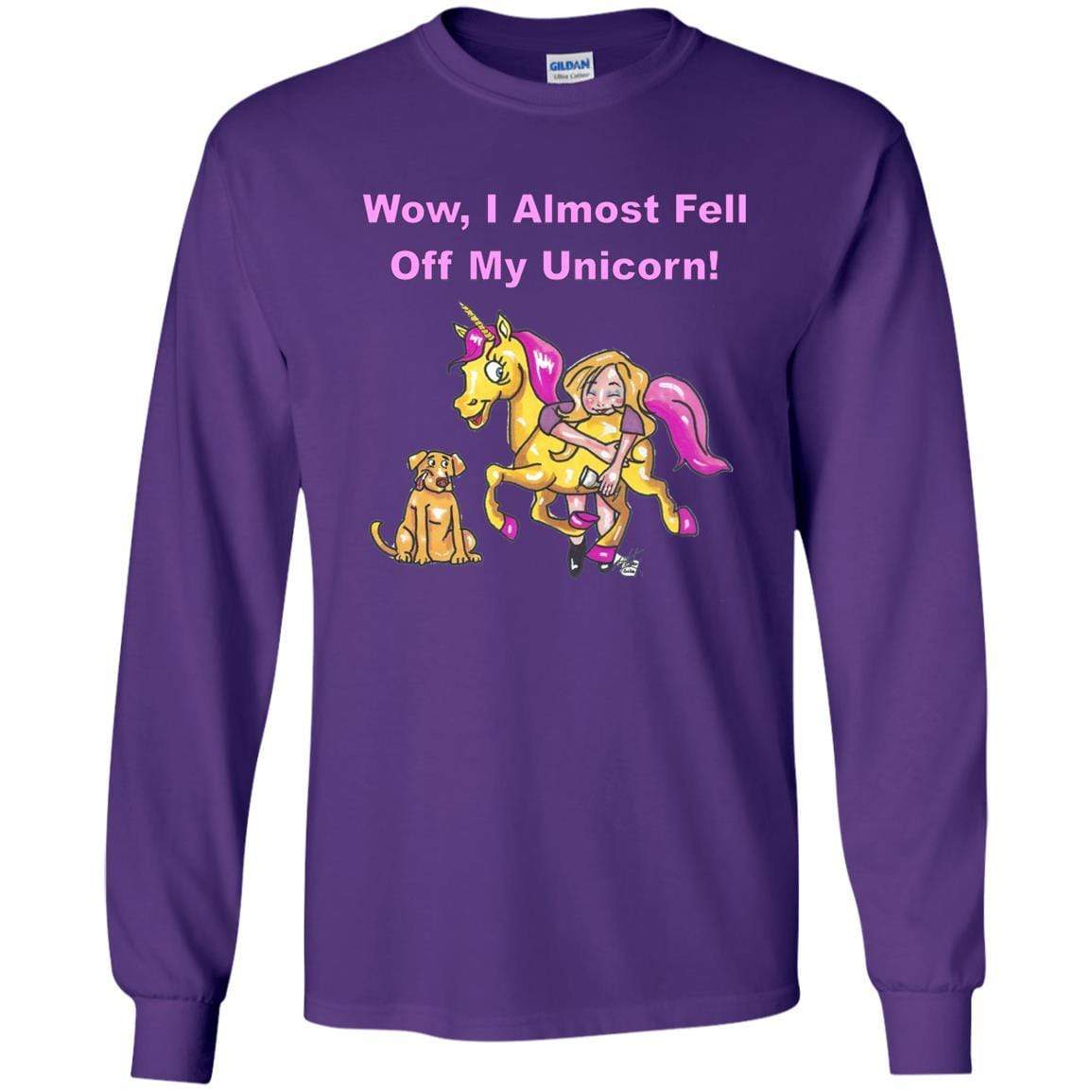 T-Shirts Purple / S WineyBitches.co "Wow I Almost Fell Off My Unicorn LS Ultra Cotton T-Shirt WineyBitchesCo