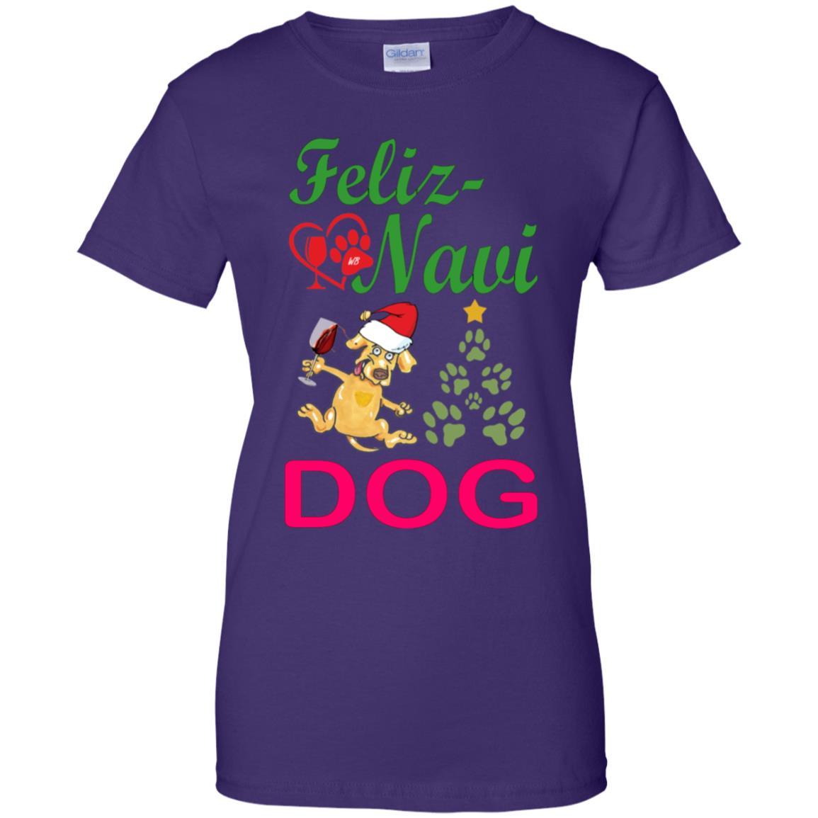 T-Shirts Purple / X-Small WineyBitches.co Feliz Navi Dog Ladies' 100% Cotton T-Shirt-grn-red WineyBitchesCo
