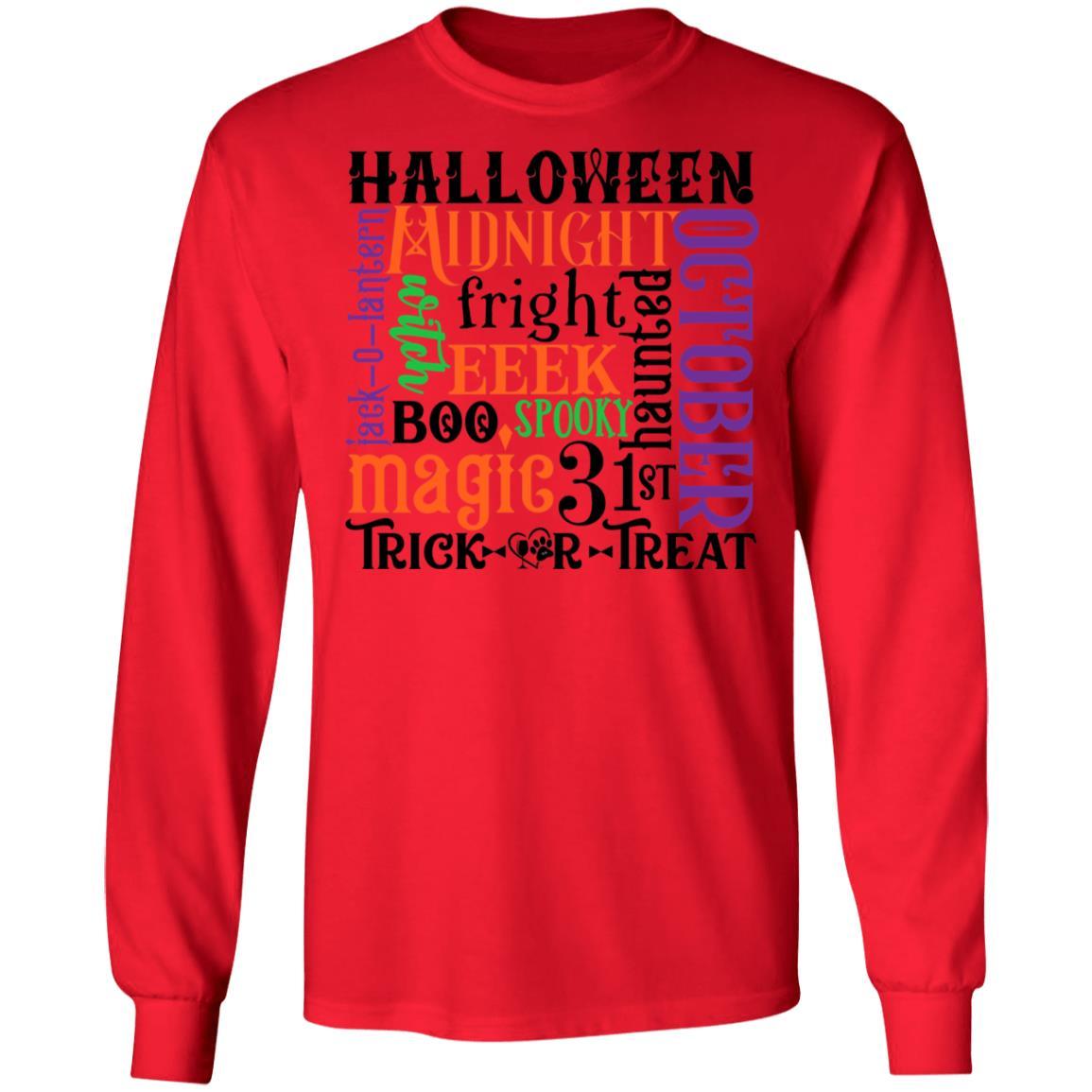 T-Shirts Red / S Winey Bitches Co "Halloween Word Jumble" LS Ultra Cotton T-Shirt WineyBitchesCo