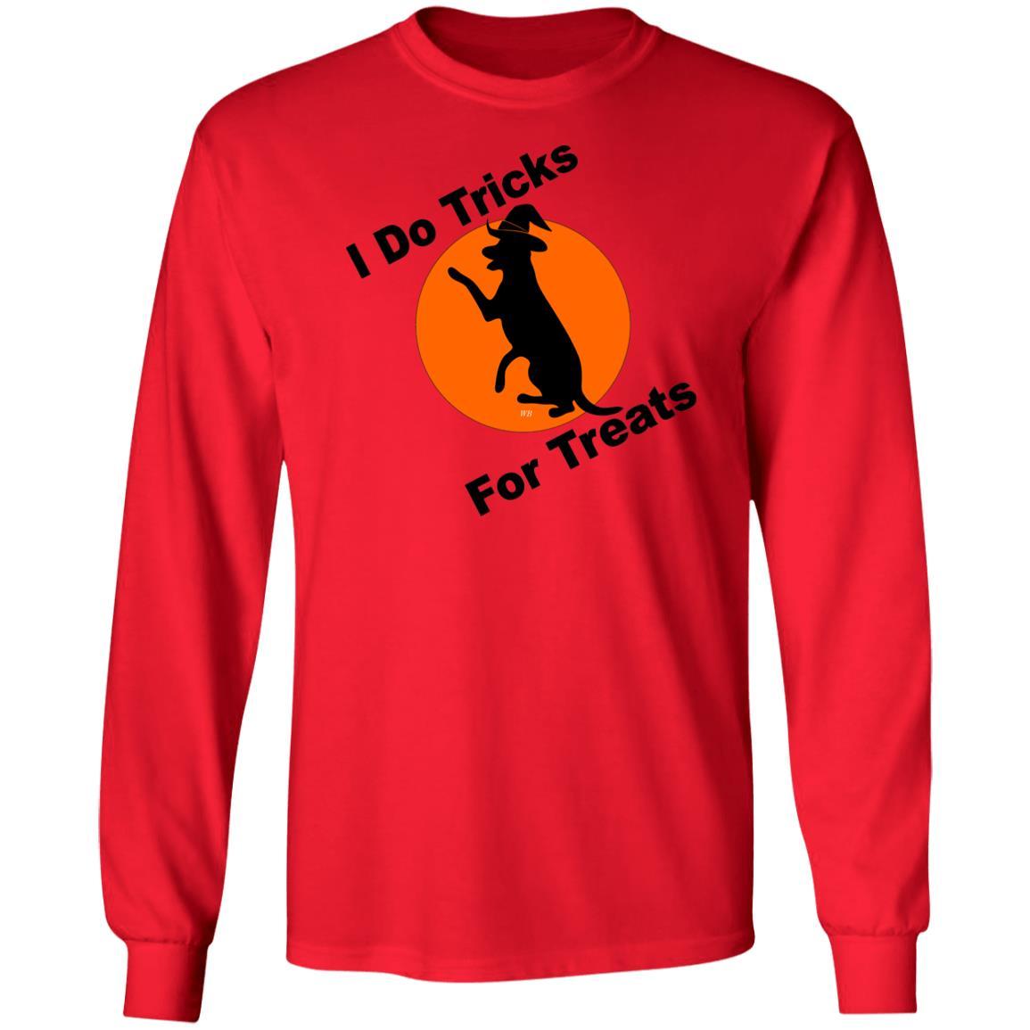 T-Shirts Red / S WineyBitches.Co "I Do Tricks For Treats" Dog- LS Ultra Cotton T-Shirt WineyBitchesCo
