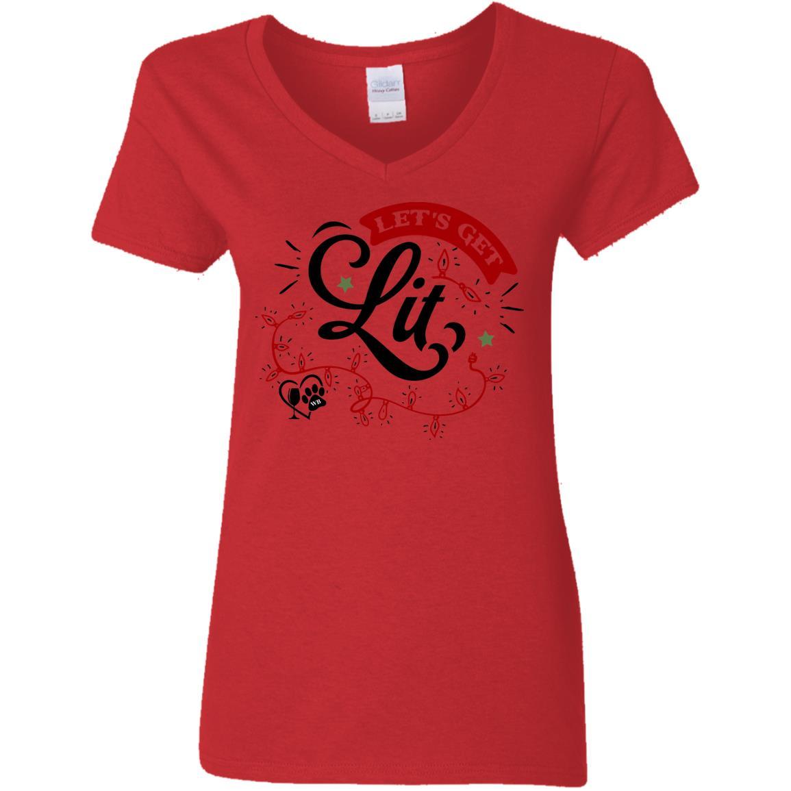 T-Shirts Red / S WineyBitches.Co Ladies' 5.3 oz. V-Neck T-Shirt WineyBitchesCo