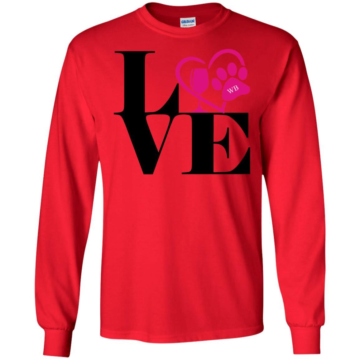 T-Shirts Red / S WineyBitches.Co "Love Paw 2" LS Ultra Cotton T-Shirt WineyBitchesCo
