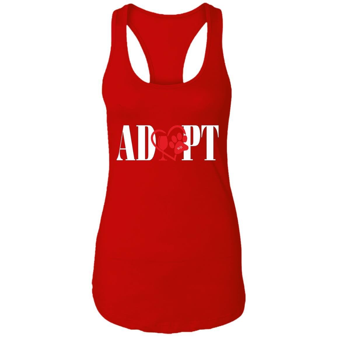 T-Shirts Red / X-Small WineyBitches.Co “Adopt” Ladies Ideal Racerback Tank-Red Heart - Wht Lettering WineyBitchesCo