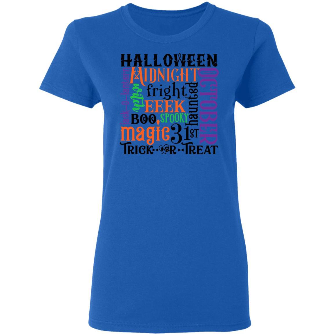 T-Shirts Royal / S Winey Bitches Co "Halloween Word Jumble" Ladies' 5.3 oz. T-Shirt WineyBitchesCo