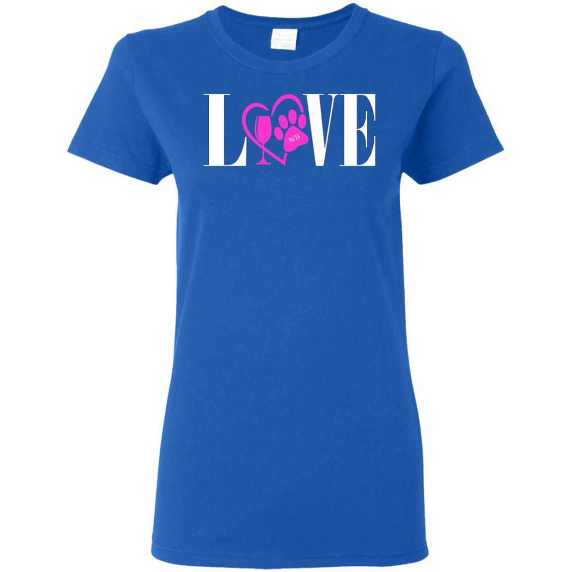 T-Shirts Royal / S WineyBitches.co "Love Paw" Collection -Wht Lettering Ladies' 5.3 oz. T-Shirt WineyBitchesCo