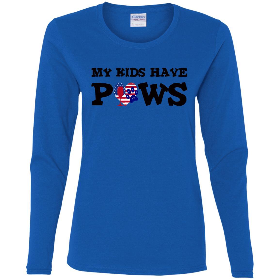 T-Shirts Royal / S WineyBitches.Co My Kids Have Paws Ladies' Cotton LS T-Shirt WineyBitchesCo
