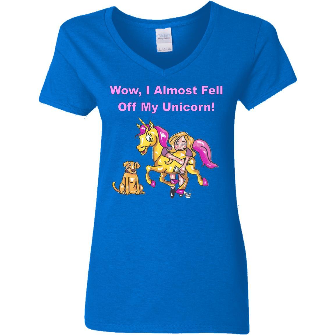 T-Shirts Royal / S WineyBitches.co "Wow I Almost Fell Off My Unicorn Ladies' V-Neck T-Shirt WineyBitchesCo