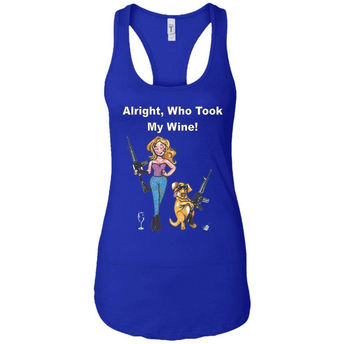 T-Shirts Royal / X-Small WineyBitches.co "Who Took My Wine" Racerback Tank-White Lettering WineyBitchesCo