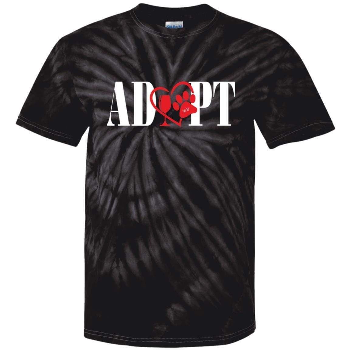 T-Shirts SpiderBlack / S WineyBitches.Co “Adopt” 100% Cotton Tie Dye T-Shirt-Red Heart- White Lettering WineyBitchesCo