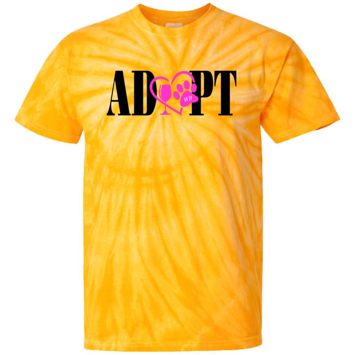 T-Shirts SpiderGold / S WineyBitches.Co “Adopt” 100% Cotton Tie Dye T-Shirt- Pink Heart- Blk Lettering WineyBitchesCo