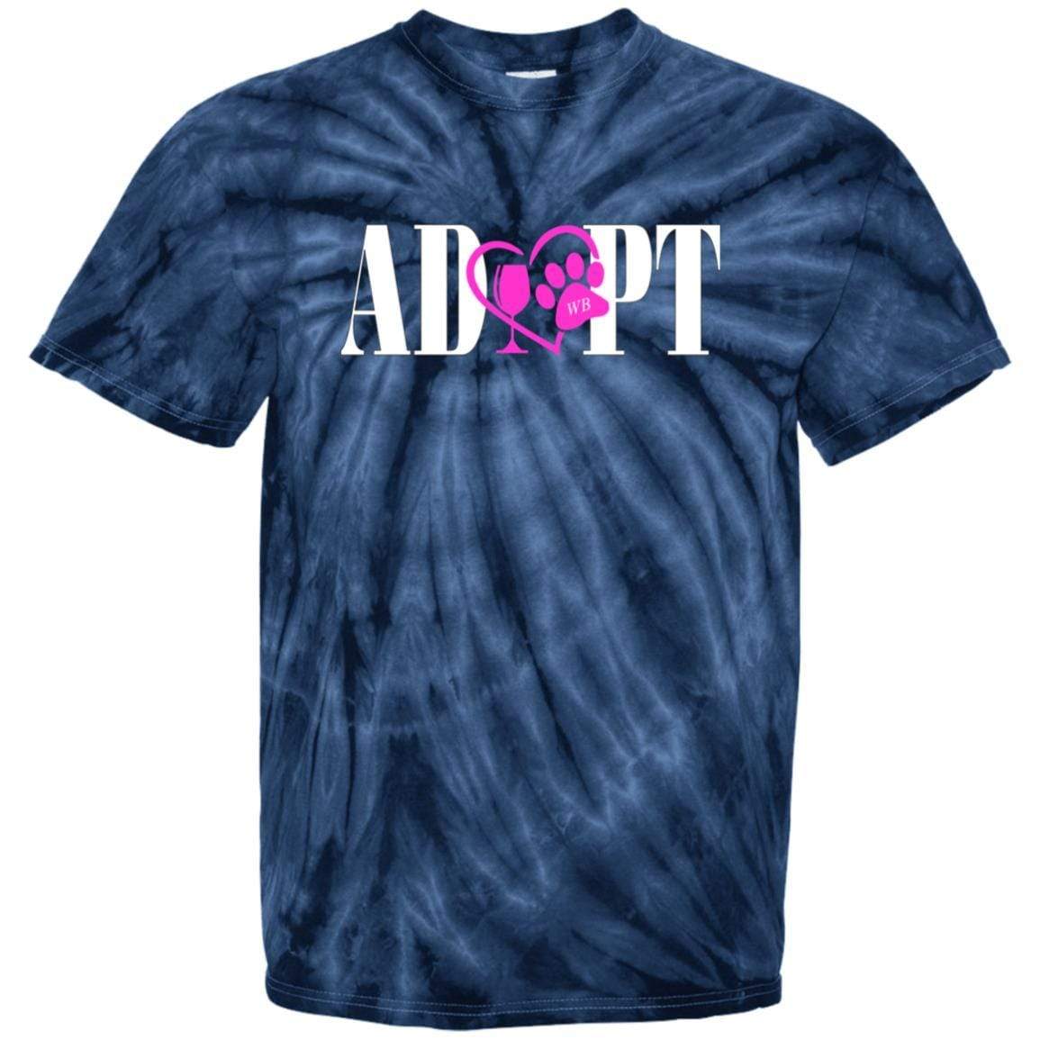T-Shirts SpiderNavy / S WineyBitches.Co "Adopt" 100% Cotton Tie Dye T-Shirt-Pink Heart-White Lettering WineyBitchesCo
