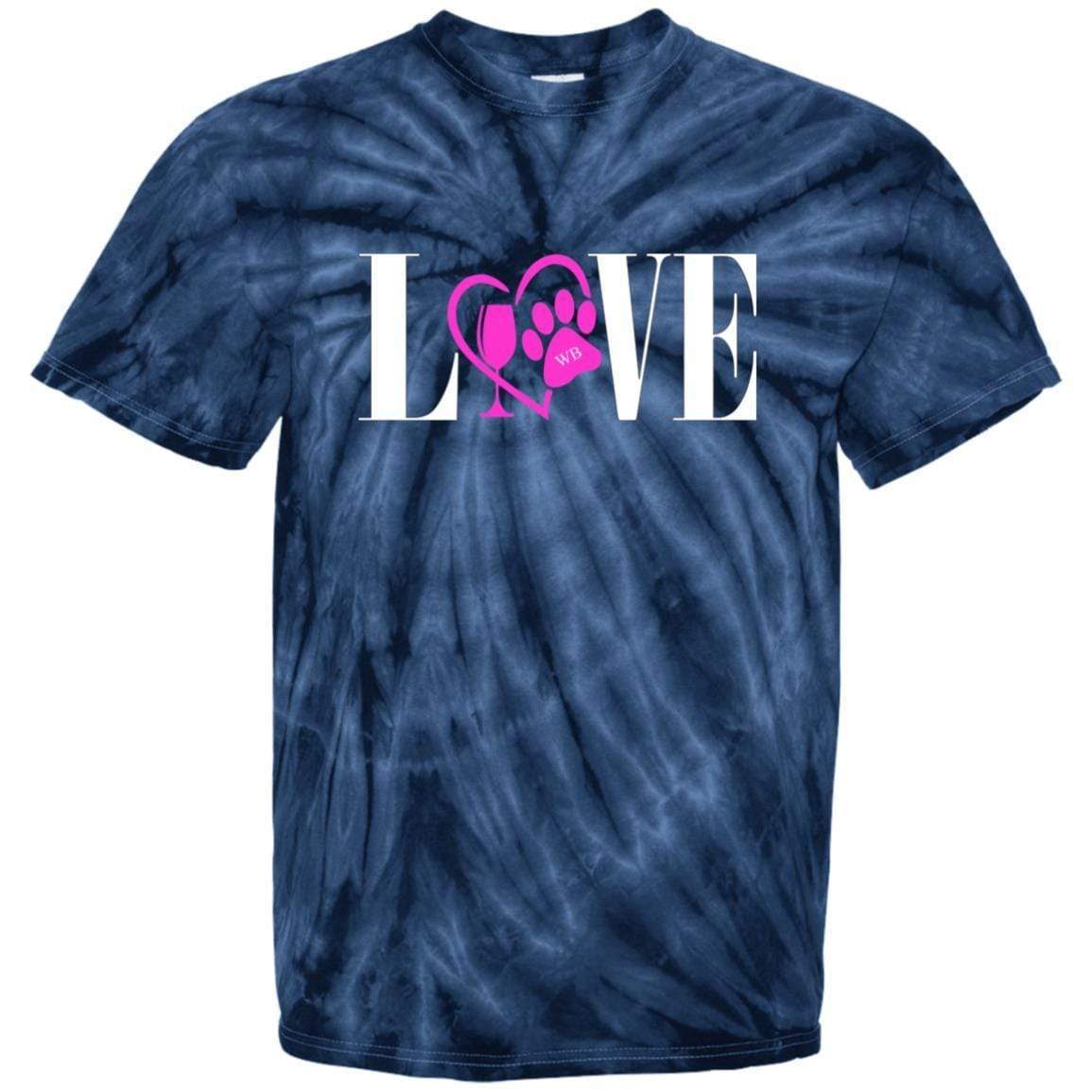 T-Shirts SpiderNavy / S WineyBitches.co "Love Paw" Collection -Wht Lettering 100% Cotton Tie Dye T-Shirt WineyBitchesCo