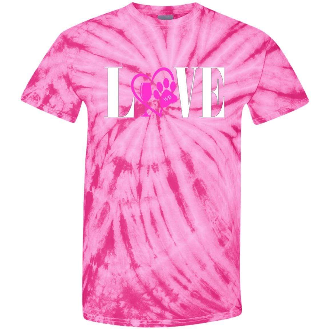 T-Shirts SpiderPink / S WineyBitches.co "Love Paw" Collection -Wht Lettering 100% Cotton Tie Dye T-Shirt WineyBitchesCo