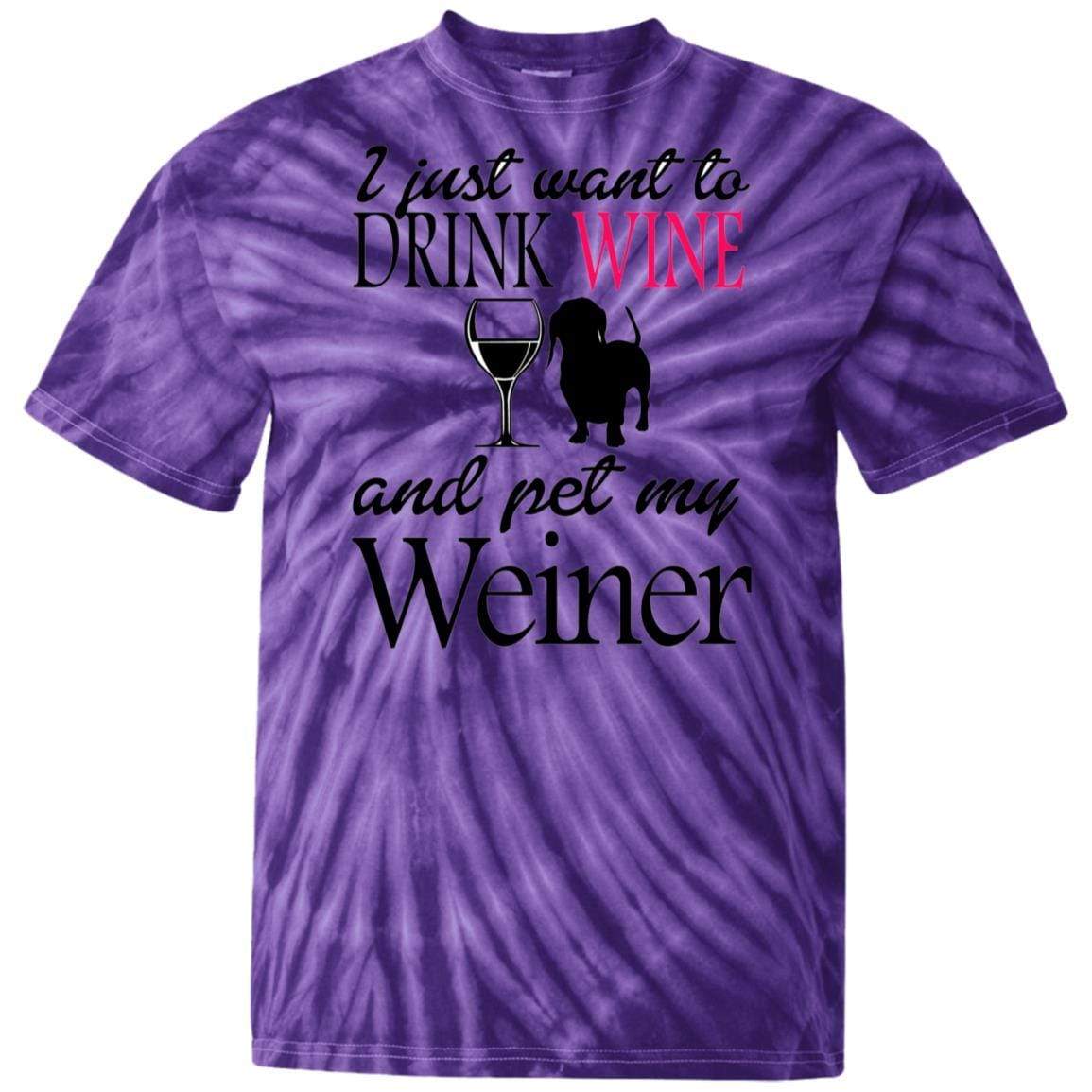 T-Shirts SpiderPurple / S WineyBitches.Co "Drink wine, Pet Weiner" 100% Cotton Tie Dye T-Shirt WineyBitchesCo