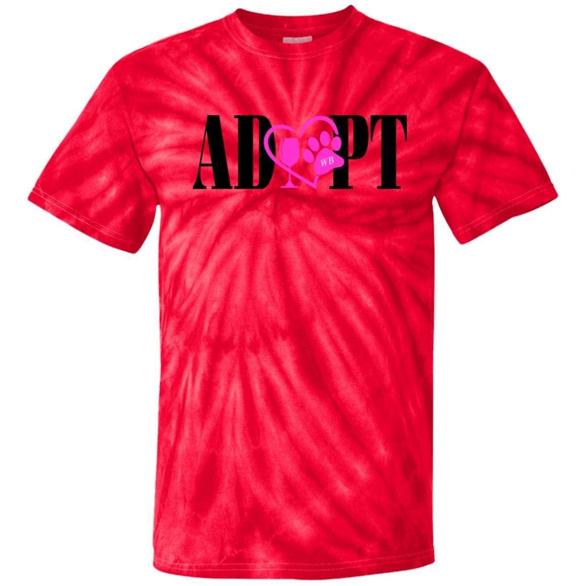 T-Shirts SpiderRed / S WineyBitches.Co “Adopt” 100% Cotton Tie Dye T-Shirt- Pink Heart- Blk Lettering WineyBitchesCo