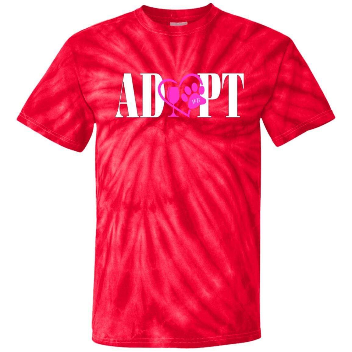 T-Shirts SpiderRed / S WineyBitches.Co "Adopt" 100% Cotton Tie Dye T-Shirt-Pink Heart-White Lettering WineyBitchesCo