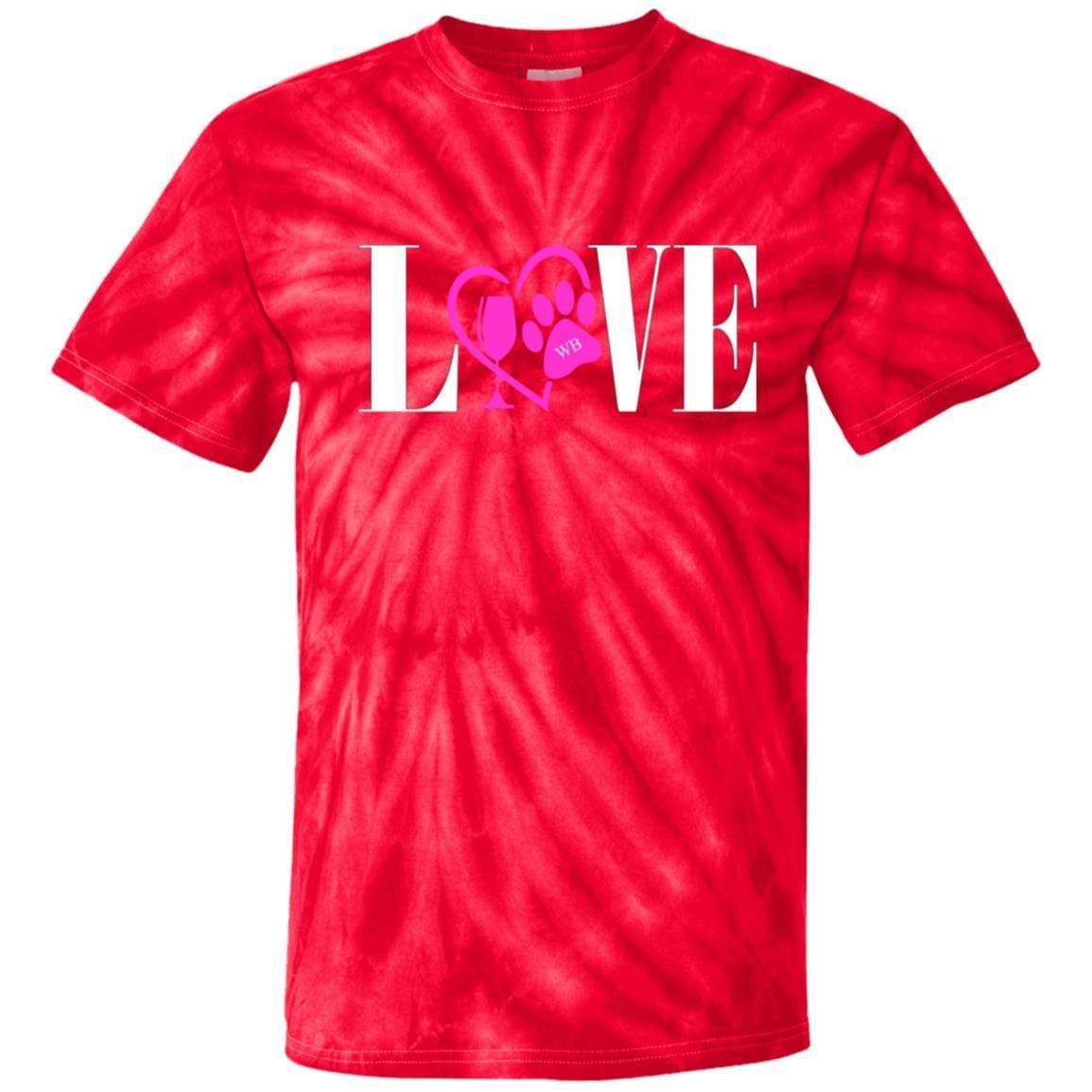 T-Shirts SpiderRed / S WineyBitches.co "Love Paw" Collection -Wht Lettering 100% Cotton Tie Dye T-Shirt WineyBitchesCo