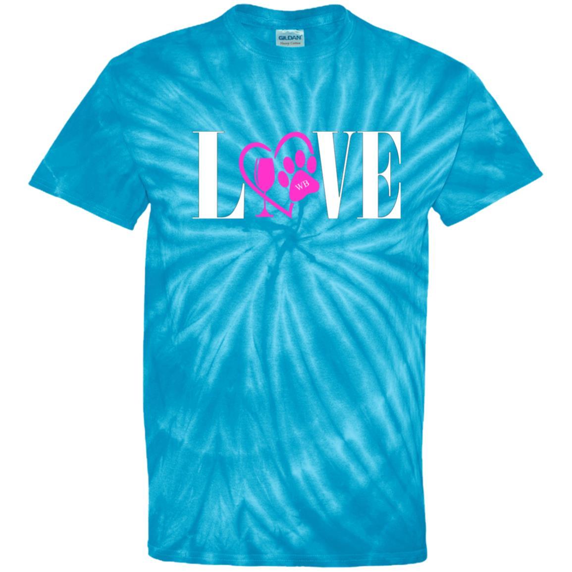 T-Shirts SpiderTurquoise / S WineyBitches.co "Love Paw" Collection -Wht Lettering 100% Cotton Tie Dye T-Shirt WineyBitchesCo