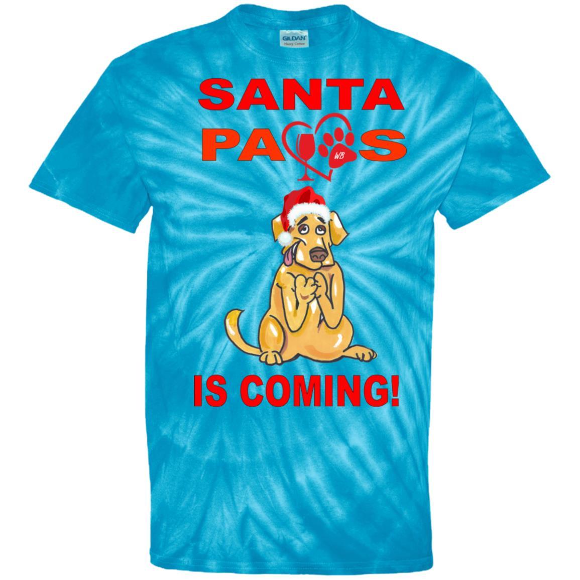 T-Shirts SpiderTurquoise / S WineyBitches.co Santa Paws Is Coming 100% Cotton Tie Dye T-Shirt WineyBitchesCo