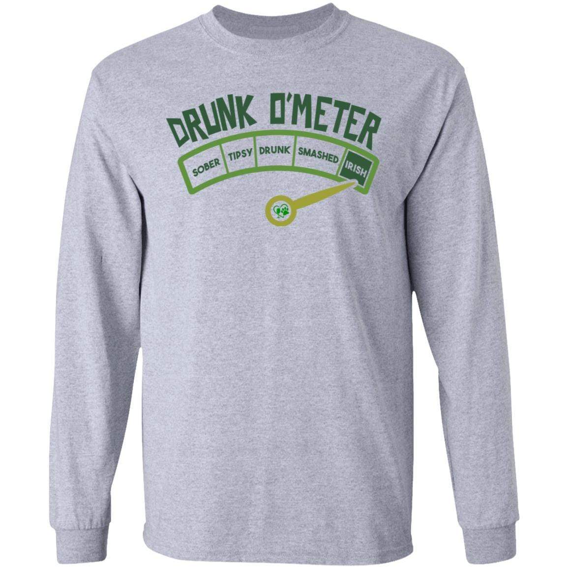 T-Shirts Sport Grey / S Winey Bitches Co "Irish Drunk O'Meter" LS Ultra Cotton T-Shirt WineyBitchesCo