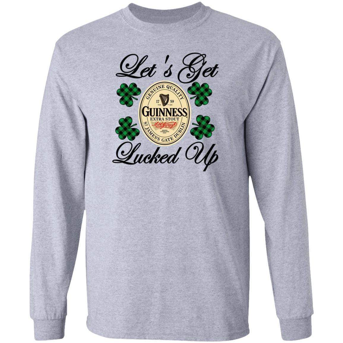 T-Shirts Sport Grey / S Winey Bitches Co "Let's Get Lucked Up" Guinness LS Ultra Cotton T-Shirt WineyBitchesCo