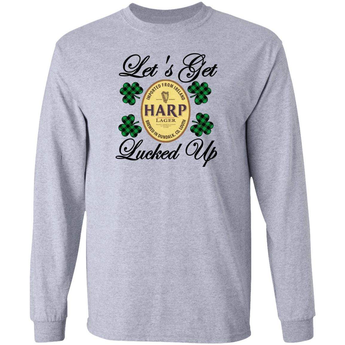 T-Shirts Sport Grey / S Winey Bitches Co "Let's Get Lucked Up" Harp LS Ultra Cotton T-Shirt WineyBitchesCo