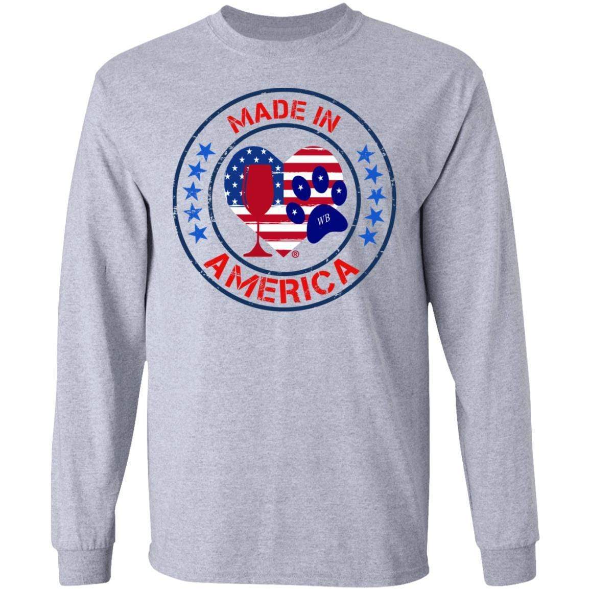 T-Shirts Sport Grey / S Winey Bitches Co "Made In America" LS Ultra Cotton T-Shirt WineyBitchesCo