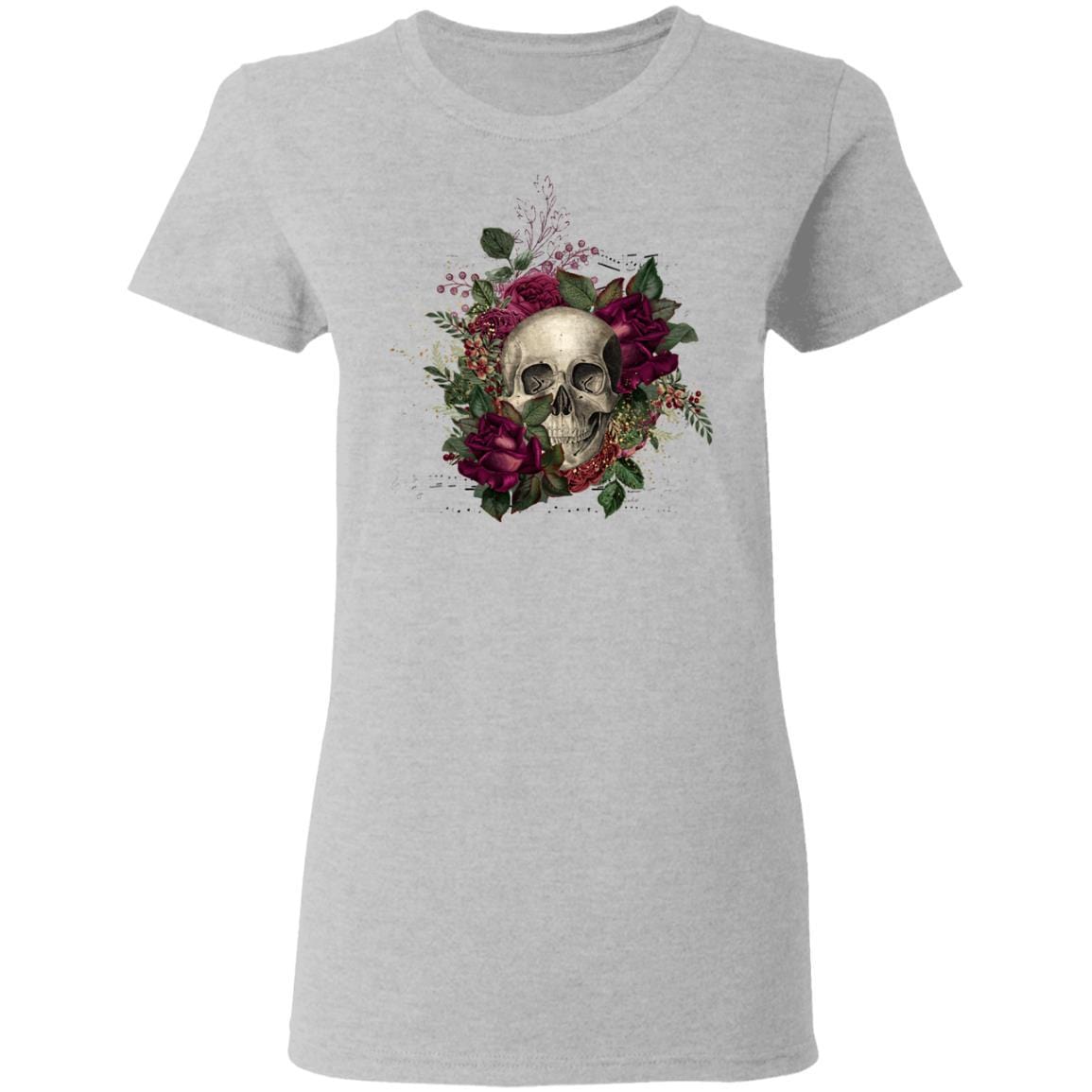 T-Shirts Sport Grey / S Winey Bitches Co Skull Design #2 Ladies' 5.3 oz. T-Shirt WineyBitchesCo