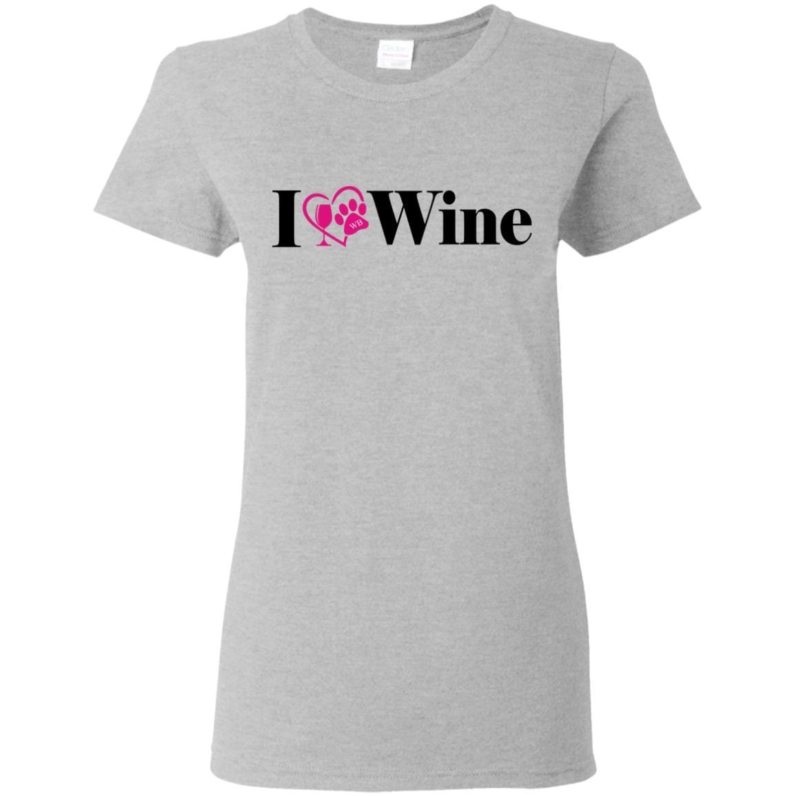 T-Shirts Sport Grey / S WineyBitches.Co "I Love Wine" Ladies' 5.3 oz. T-Shirt WineyBitchesCo