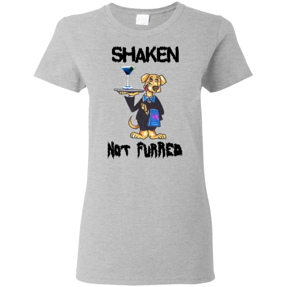 T-Shirts Sport Grey / S WineyBitches.Co "Shaken Not Furred" Ladies' 5.3 oz. T-Shirt WineyBitchesCo