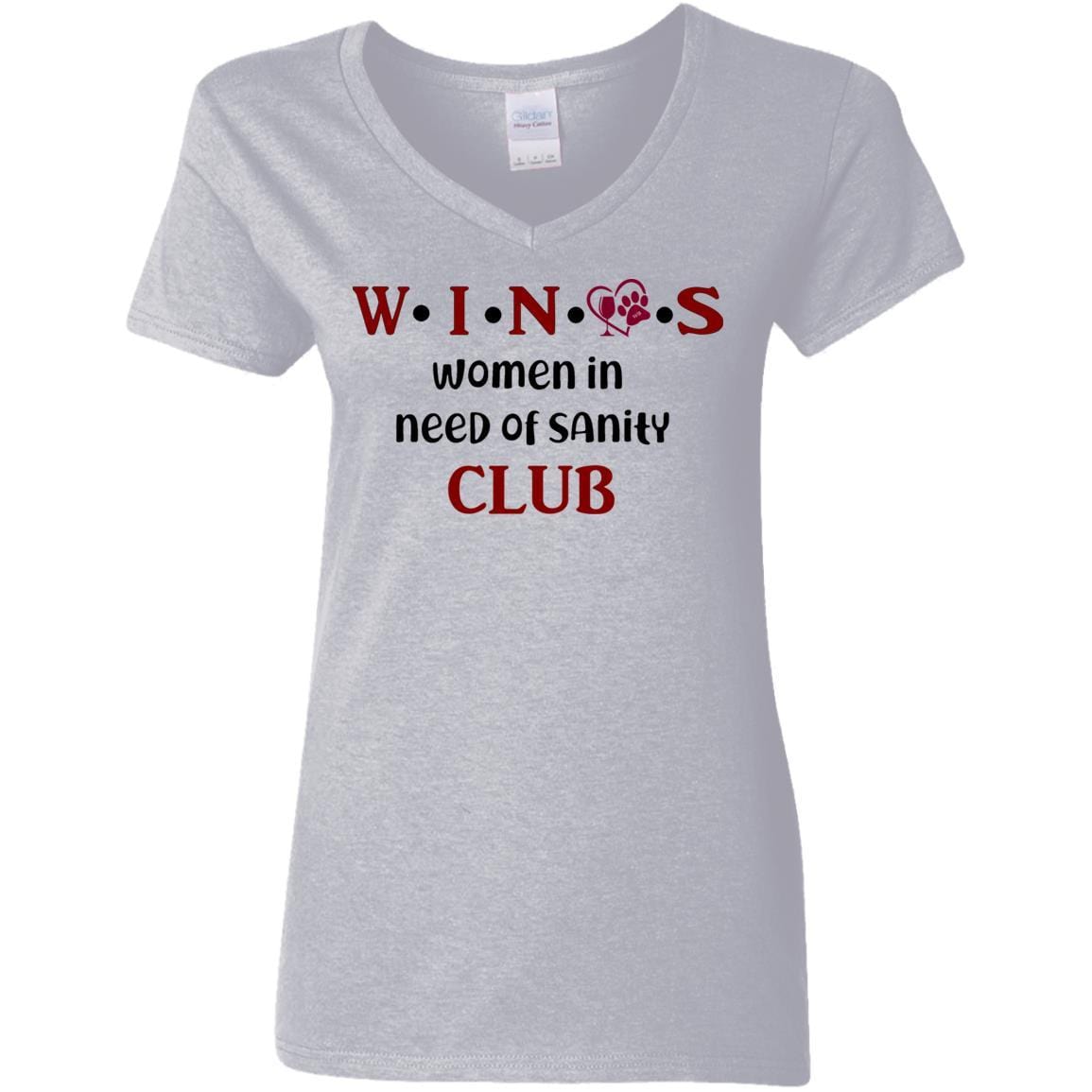 T-Shirts Sport Grey / S WineyBitches.Co WINOS Club Ladies' 5.3 oz. V-Neck T-Shirt (Burg Lettering) WineyBitchesCo