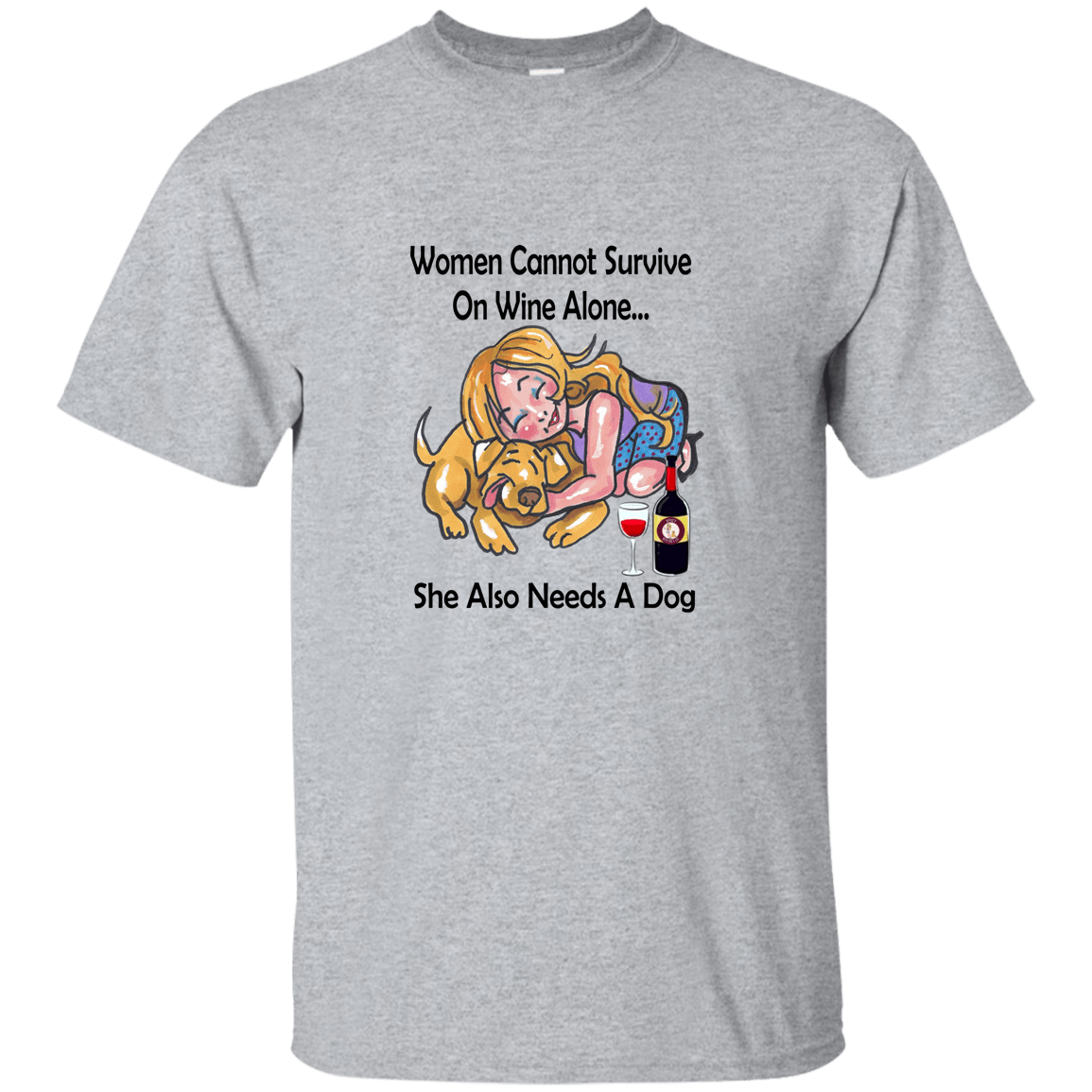 T-Shirts Sport Grey / S WineyBitches.co "Women Cannot Survive On Wine Alone..." Blk Lettering T-Shirt WineyBitchesCo