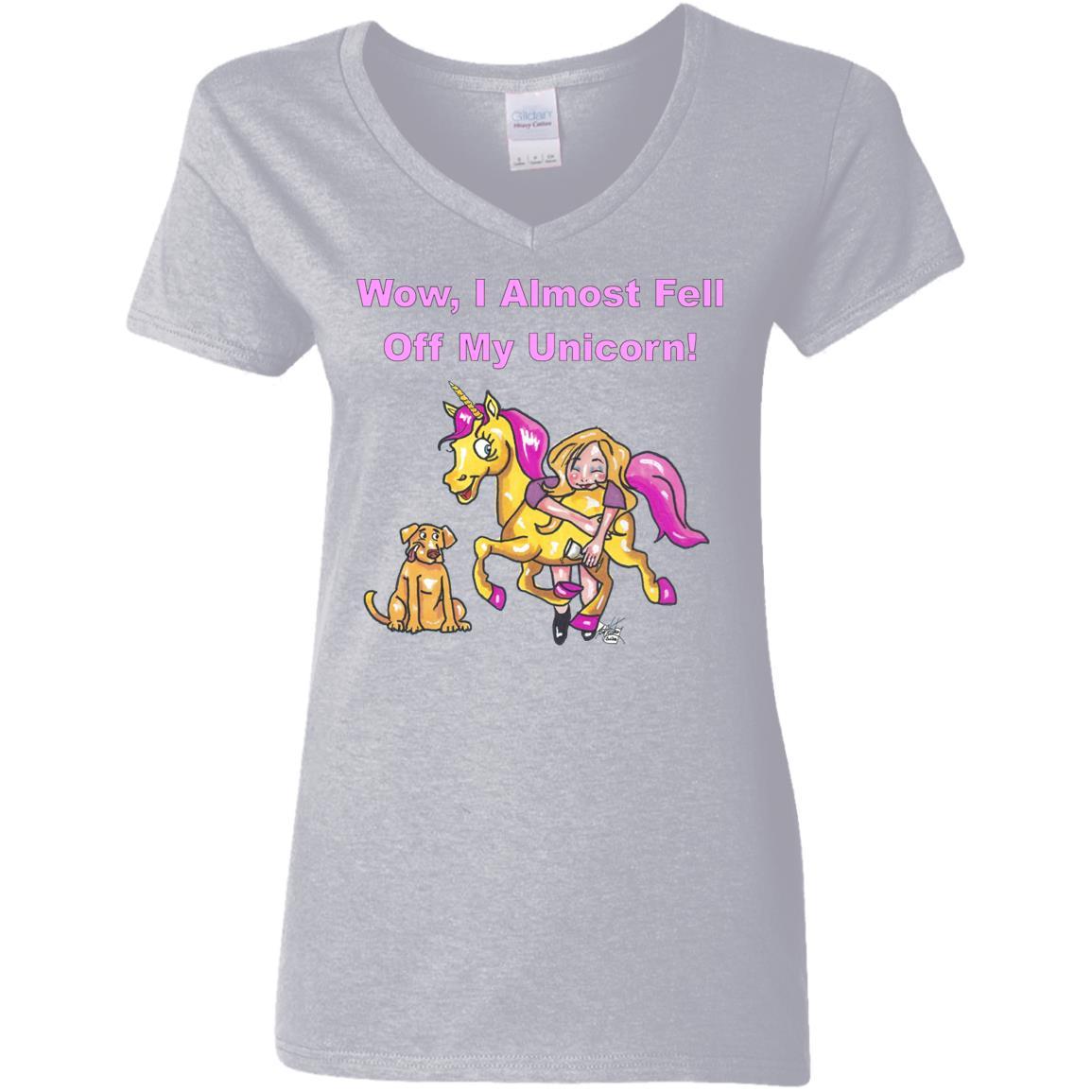 T-Shirts Sport Grey / S WineyBitches.co "Wow I Almost Fell Off My Unicorn Ladies' V-Neck T-Shirt WineyBitchesCo