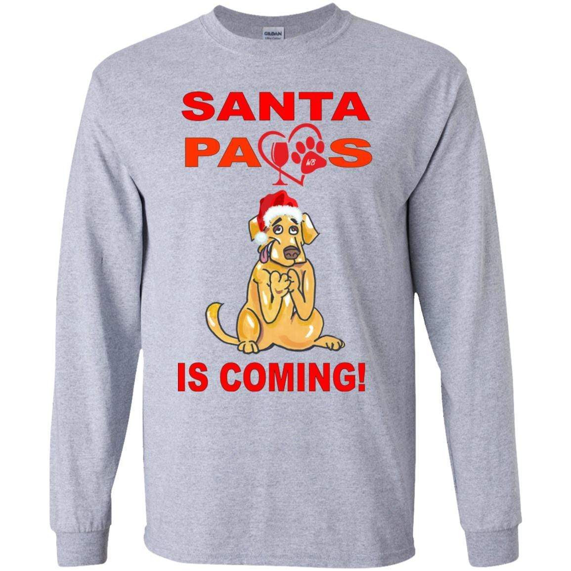 T-Shirts Sport Grey / YS WineyBitches.co Santa Paws Is Coming Youth LS T-Shirt WineyBitchesCo