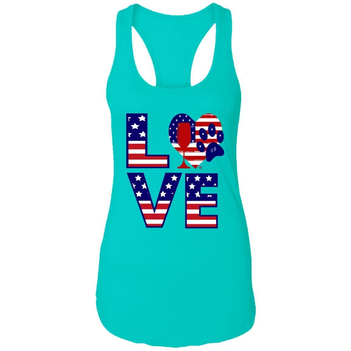 T-Shirts Tahiti Blue / X-Small Winey Bitches Co "American Love Paw" Ladies Ideal Racerback Tank WineyBitchesCo