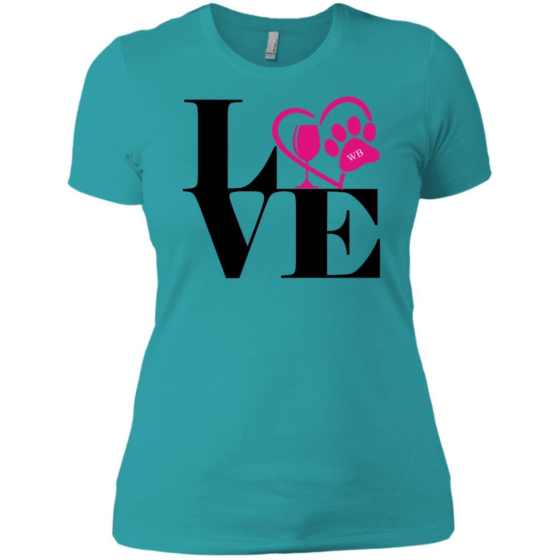 T-Shirts Tahiti Blue / X-Small WineyBitches.Co "Love Paw 2" Ladies' Boyfriend T-Shirt WineyBitchesCo