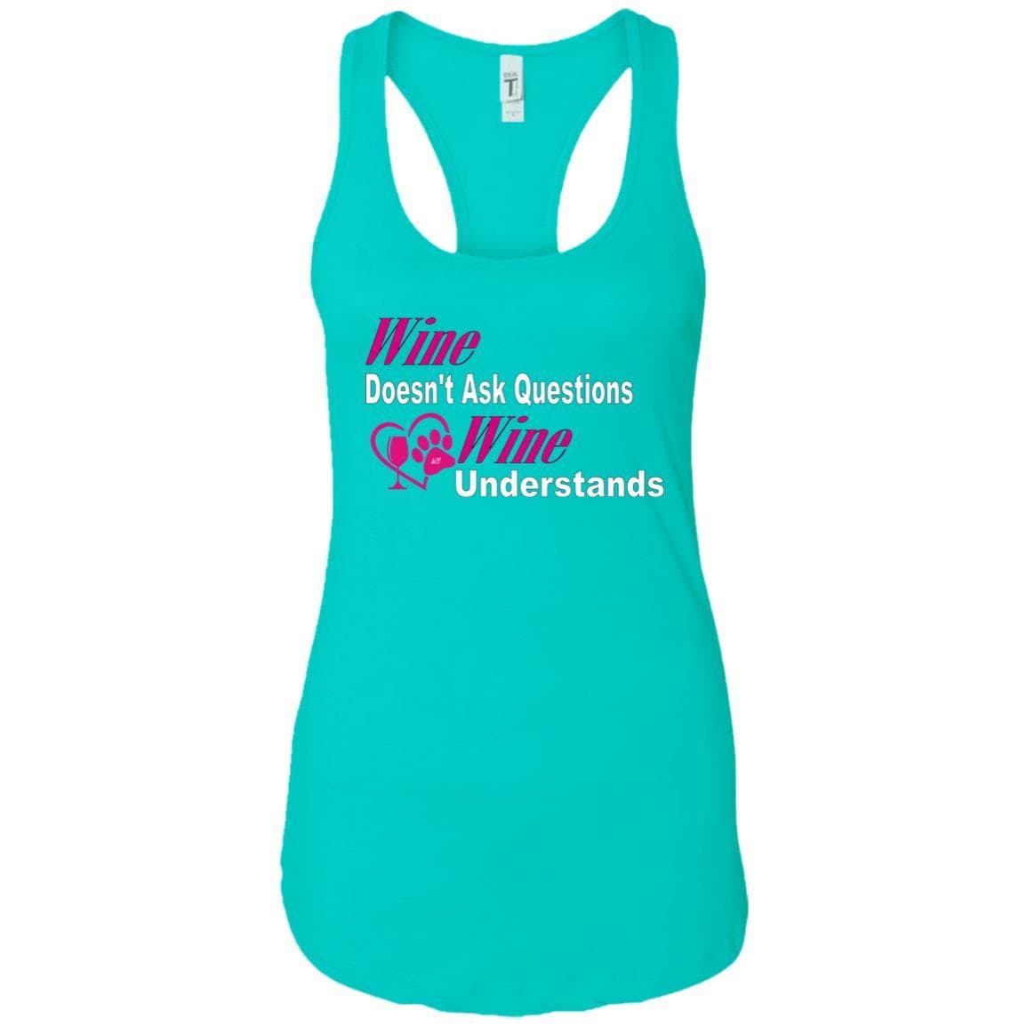 T-Shirts Tahiti Blue / X-Small WineyBitches.co "Wine Doesn't Ask Questions" Ladies Racerback Tank-Wht-Pnk WineyBitchesCo