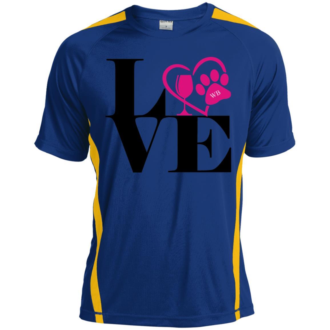 T-Shirts True Royal/Gold / X-Small WineyBitches.Co "Love Paw 2" Sport-Tek Colorblock Dry Zone Crew WineyBitchesCo