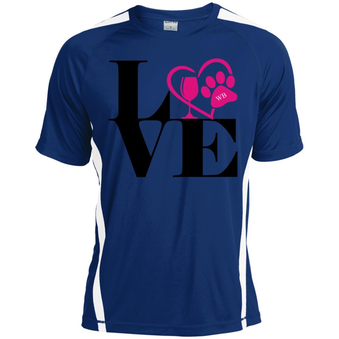 T-Shirts True Royal/White / X-Small WineyBitches.Co "Love Paw 2" Sport-Tek Colorblock Dry Zone Crew WineyBitchesCo