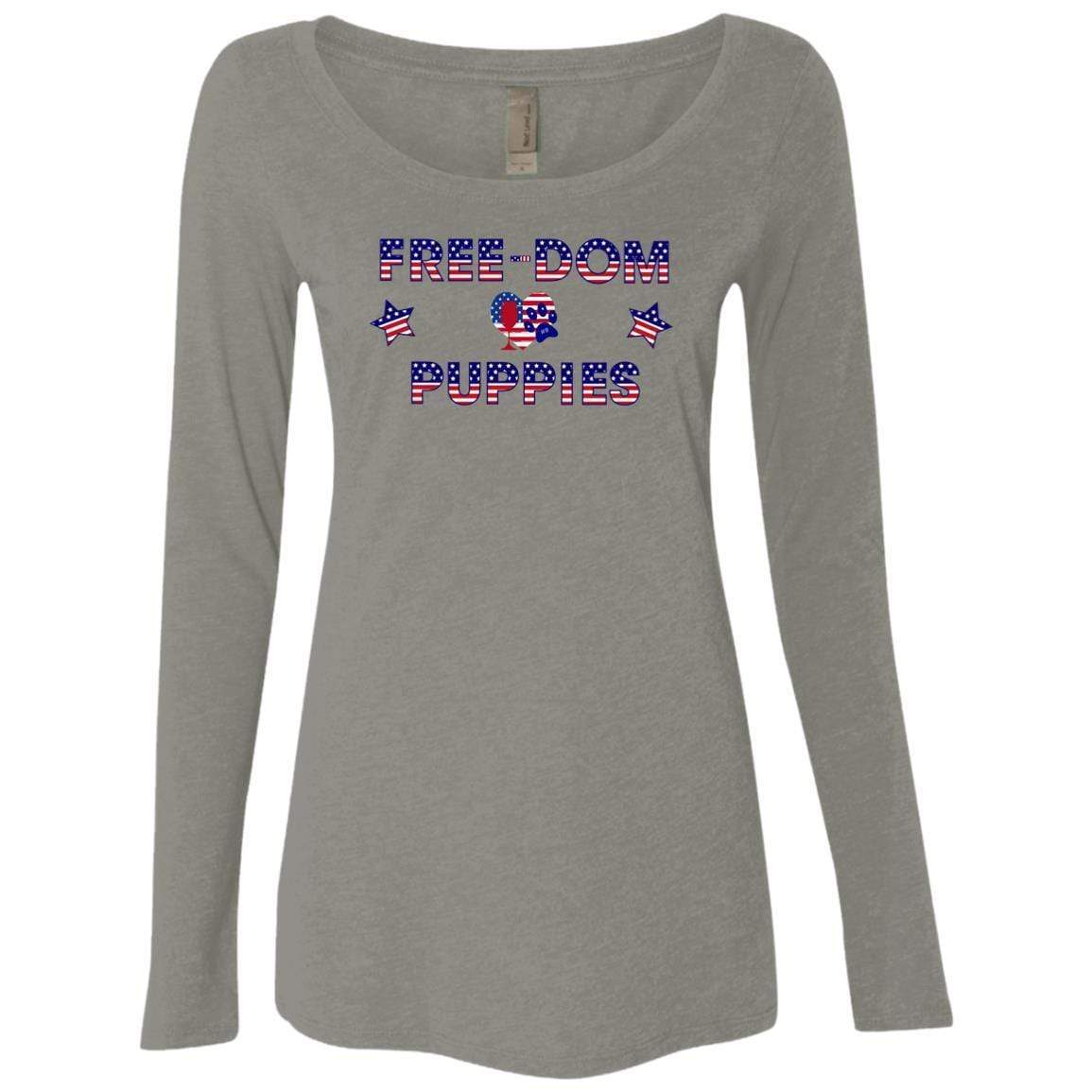 T-Shirts Venetian Grey / S WineyBitches.Co Free-Dom Puppies Ladies' Triblend LS Scoop WineyBitchesCo