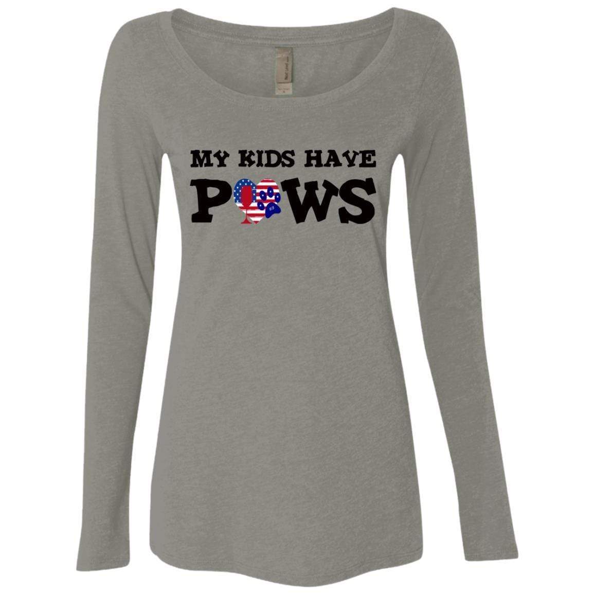 T-Shirts Venetian Grey / S WineyBitches.Co My Kids Have Paws Ladies' Triblend LS Scoop WineyBitchesCo