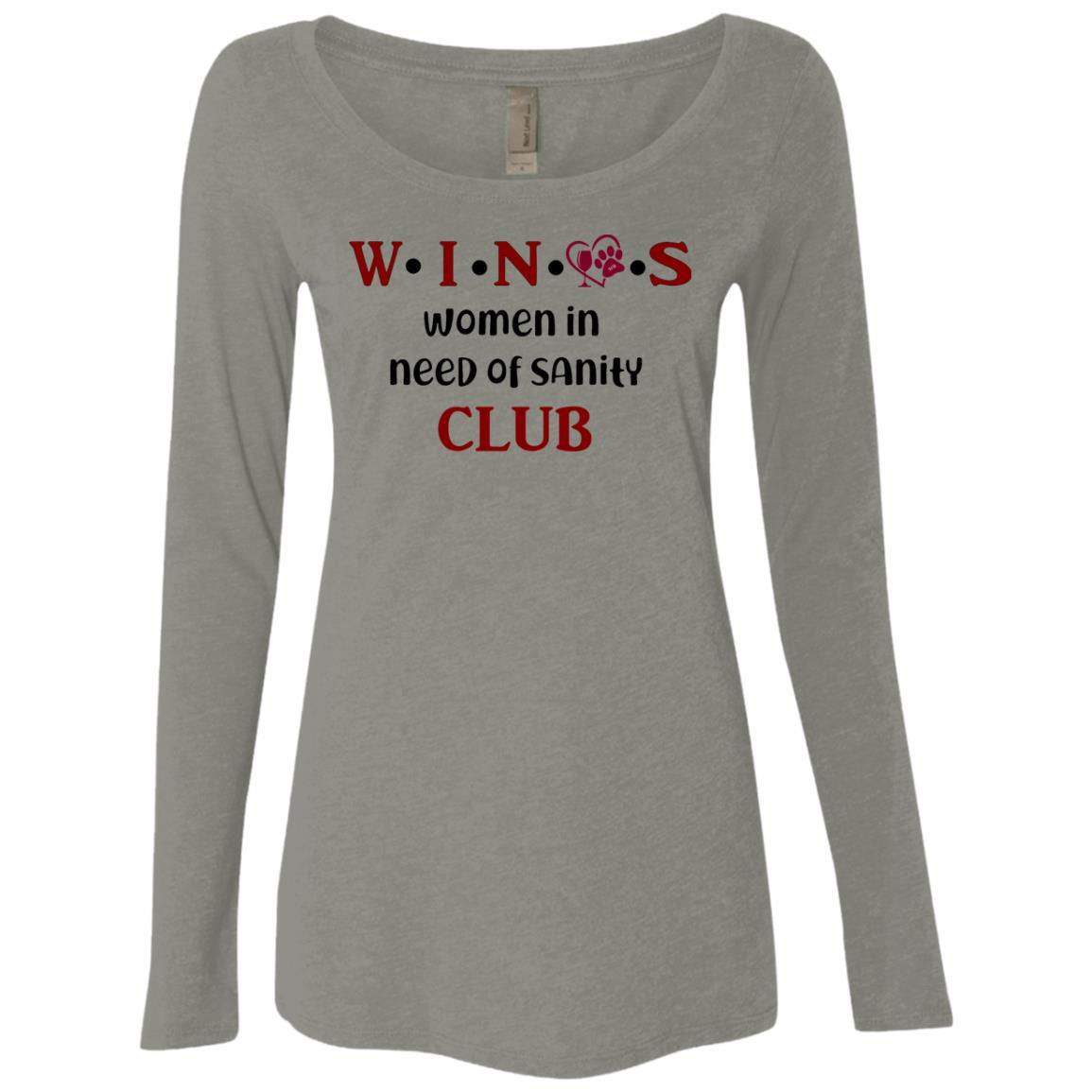 T-Shirts Venetian Grey / S WineyBitches.Co WINOS Club Ladies' Triblend LS Scoop (Burg Lettering) WineyBitchesCo