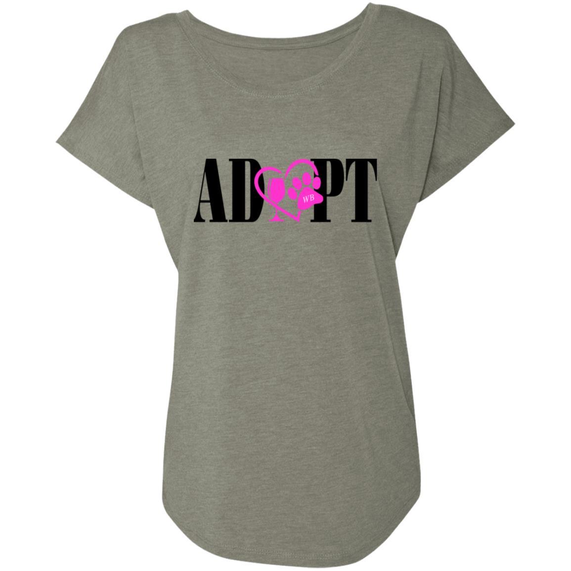 T-Shirts Venetian Grey / X-Small WineyBitches.Co Ladies' Triblend Dolman Sleeve- Pink Heart- Blk Lettering WineyBitchesCo